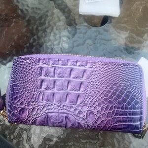 Purple Crocodile Embossed Women's Wristlet